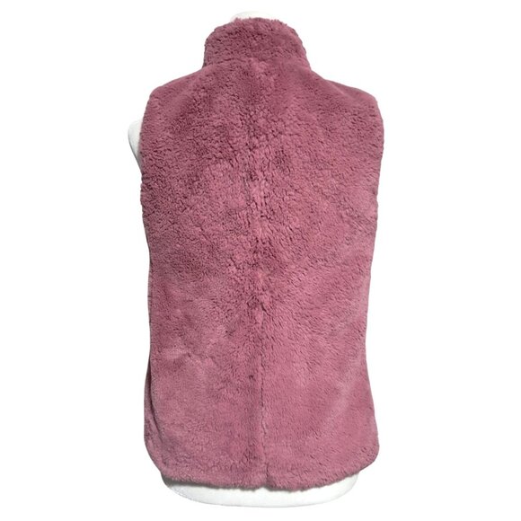 J.Crew Factory Faux Fur Teddy Vest Guava Berry Pink XS Cozy Zip Barbiecore - Picture 8 of 12